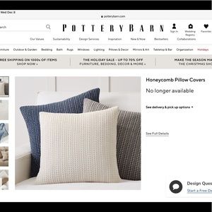 POTTERY BARN SOLD OUT HONEYCOMB IVORY THROW PILLOW COVER 24 INCH
